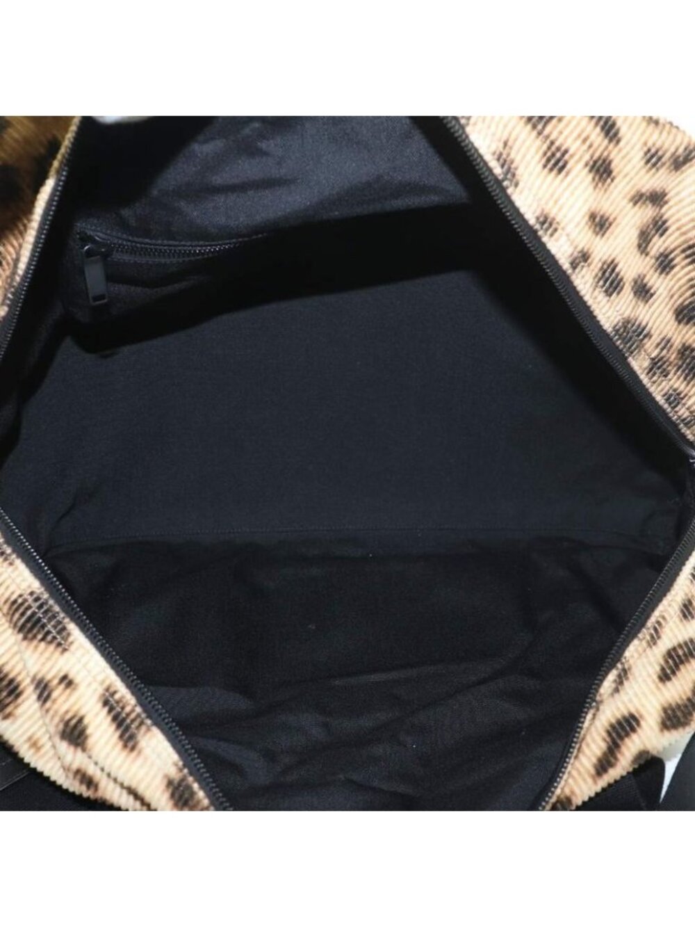 Saint Laurent Paris Nuxx Leopard Duffel 2-Way Shoulder Bag Corduroy Beige Black - Picture 5 of 8